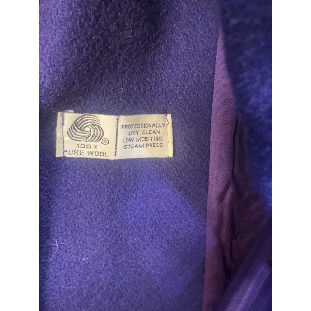 Vintage Purple 100% Wool Coat Long USA Style LTD Large Size 12-14 - Picture 4 of 8
